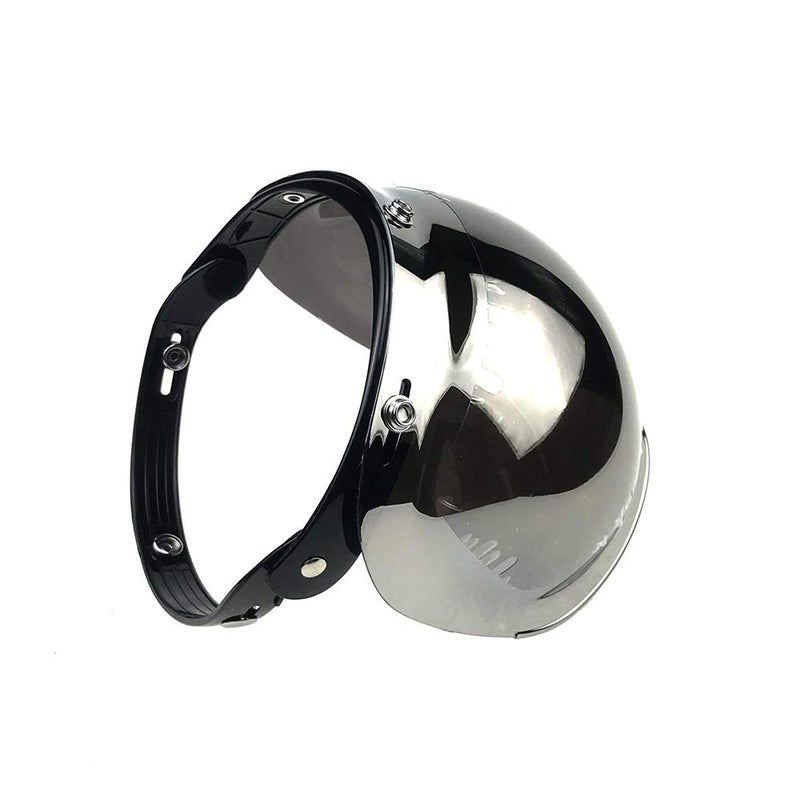 WANCAR Retro Motorcycle Bubble Visor Wind Shield Lens Universal For Standard 3-Snap Open Face Helmets(Mirrored) - Image 3